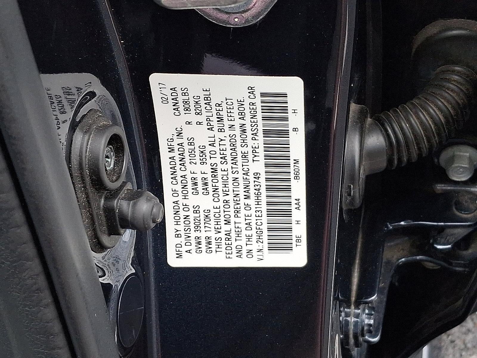 2017 Honda Civic Sedan EX-T Manual