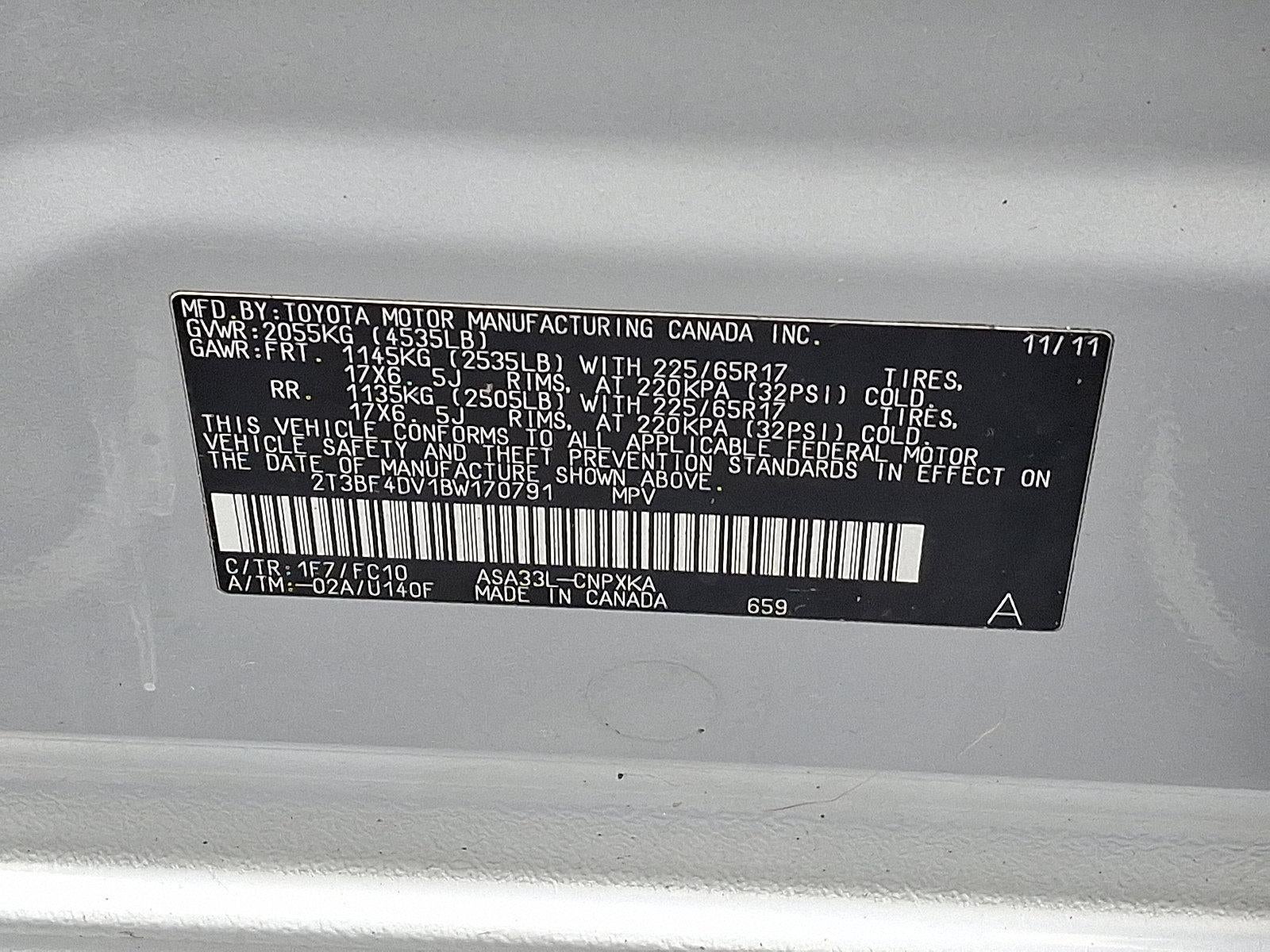 2011 Toyota RAV4 4WD 4dr 4-cyl 4-Spd AT (Natl)