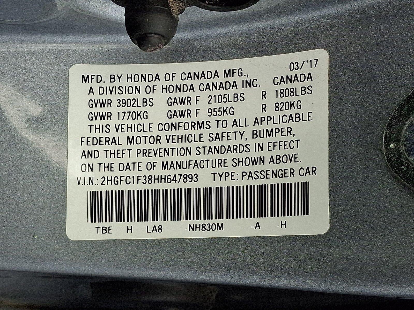 2017 Honda Civic Sedan EX-T CVT