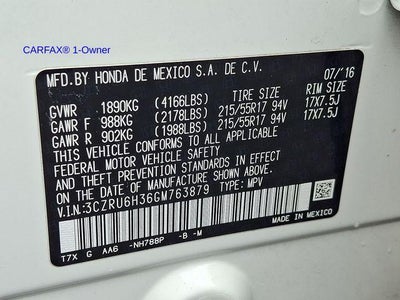2016 Honda HR-V AWD LX CVT
