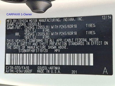 2015 Toyota Highlander AWD 4dr V6 LE (SE)