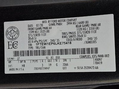 2020 Ford F-150 LARIAT 4WD SuperCrew 5.5' Box