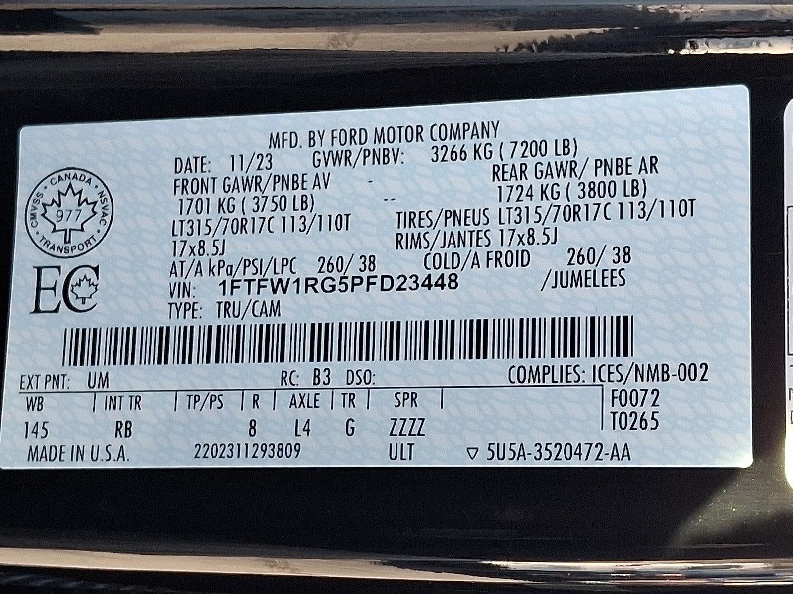 2023 Ford F-150 Raptor 4WD SuperCrew 5.5' Box