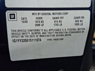 2001 Chevrolet Corvette Base