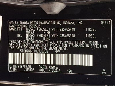 2021 Toyota Highlander XLE AWD (Natl)