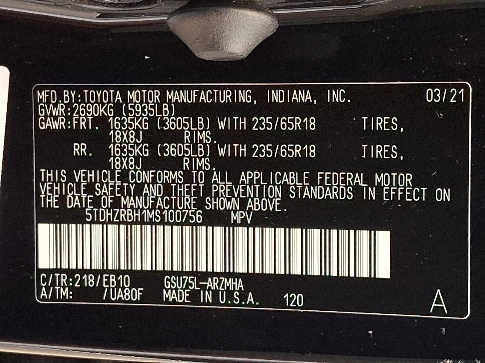 2021 Toyota Highlander XLE AWD (Natl)