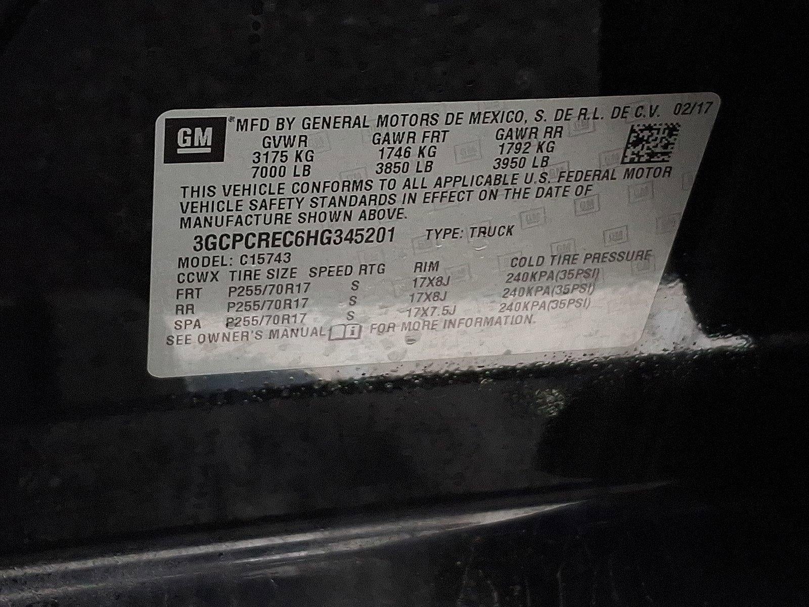 2017 Chevrolet Silverado 1500 Crew Cab Standard Box 2-Wheel Drive LT