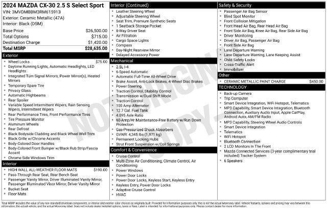 2024 Mazda Mazda CX-30 2.5 S Select Sport AWD