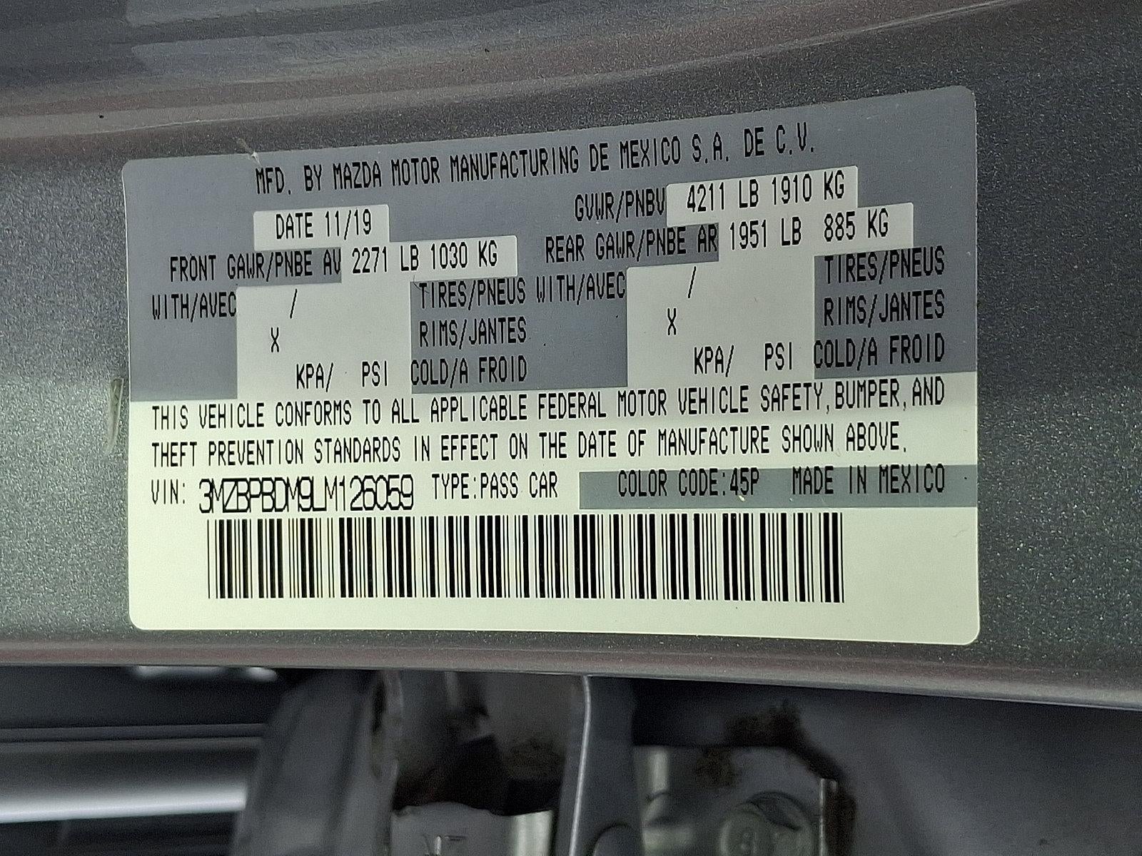 2020 Mazda Mazda3 Sedan Preferred Package AWD