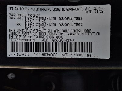 2023 Toyota Tacoma 4WD 4WD TRD Off Road Double Cab 6' Bed V6 AT (Natl)