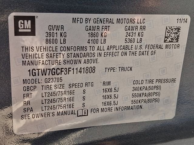 2015 GMC Savana Cargo 2500 Work Van